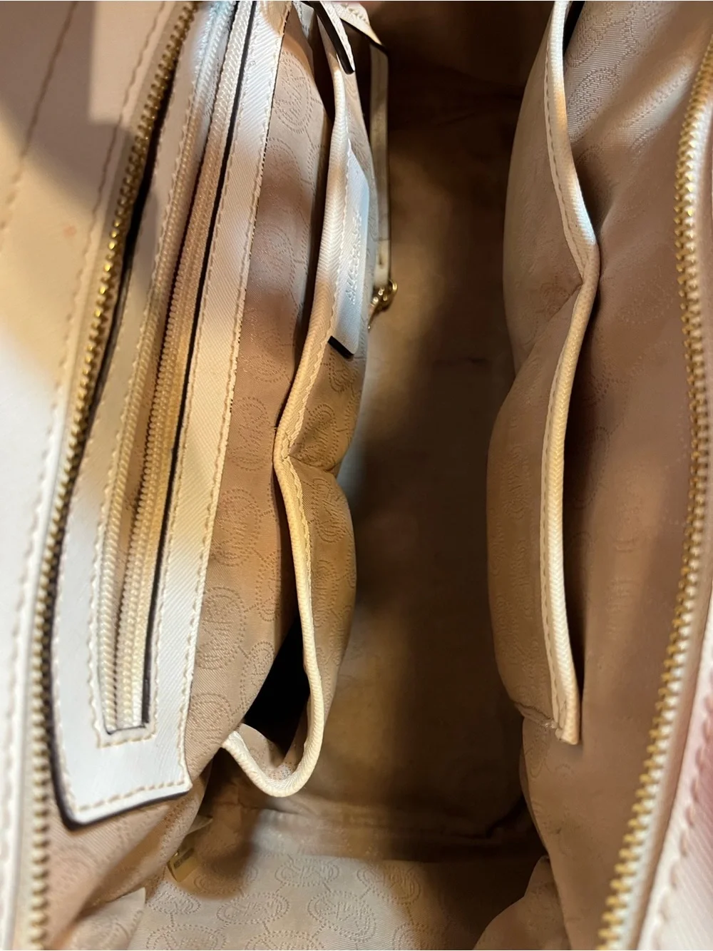 Michael Kors Pink Canvas White Leather Trim Satchel Bag